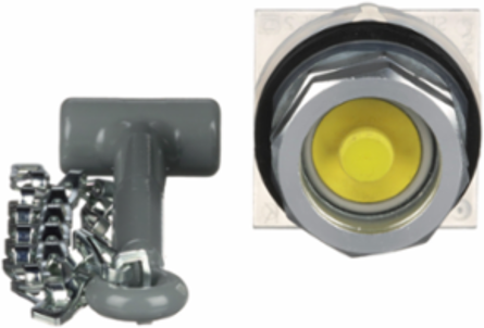 Emergency Stop Button, 30mm, Metal, Yellow, Break Glass Hammer
