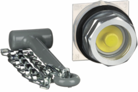 Emergency Stop Button, 30mm, Metal, Yellow, Break Glass Hammer