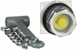 Emergency Stop Button, 30mm, Metal, Yellow, Break Glass Hammer