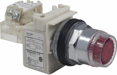 Harmony Illuminated Push Button, 30mm, Red, 110-120V, Spring Return