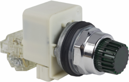 Harmony Illuminated Push Button, 30mm, Green, 110-120V AC, Spring Return