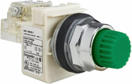 Harmony 9001K Illuminated Pushbutton, 30mm, Green, Spring Return, 120V
