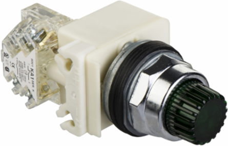 Harmony 9001K Illuminated Pushbutton, 30mm, Green, Spring Return, 120V