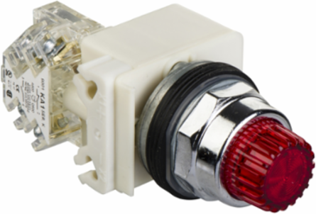 Illuminated Push-Button, 30 mm, Spring Return, LED Red, 120V