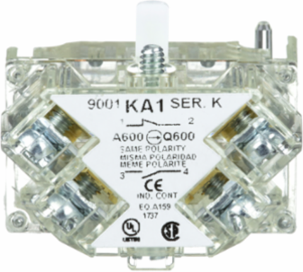 Harmony Contact Block 1 C/O, Screw Clamp, 0-600V, Silver Alloy