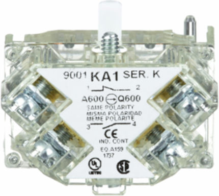 Harmony Contact Block 1 C/O, Screw Clamp, 0-600V, Silver Alloy