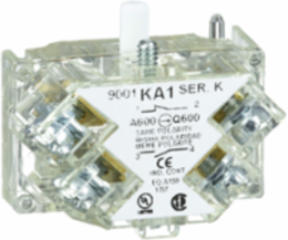 Harmony Contact Block 1 C/O, Screw Clamp, 0-600V, Silver Alloy