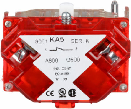 Harmony 9001K Contact Block, 0-600V, 1 NC, Screw Clamp Terminals, IP20