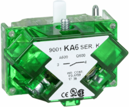 Harmony 9001K Contact Block, 1 NO, 0-600V, Silver Alloy, IP20