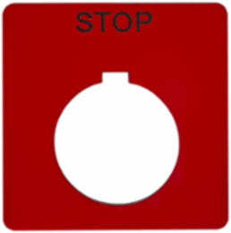 Harmony 9001K Pushbutton Legend Plate, 30 mm, Red with Black STOP Marking