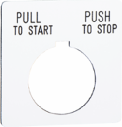 Harmony 9001K/9001SK Legend Plate, 30 mm Plastic, PULL TO START/PUSH TO STOP