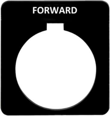 Harmony 9001K Marking Plate, 30 mm, Black with White "FORWARD"
