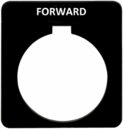 Harmony 9001K Marking Plate, 30 mm, Black with White "FORWARD"