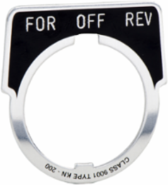 Harmony 9001K, Harmony 9001SK, legend, 30mm, aluminium, black with silver letters, 40x43mm, marking FORWARD-OFF-REVERSE