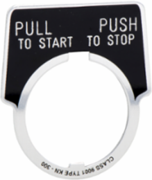 Harmony 9001K Pushbutton Legend Plate, 30mm Aluminium, Marking PULL TO START/PUSH TO STOP