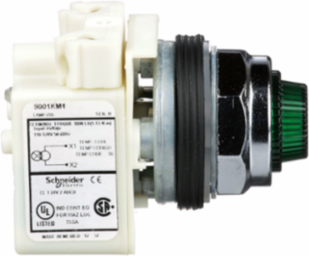 Harmony 9001K Green Pilot Light, 30 mm, 110...120V, Metal Bezel, IP66