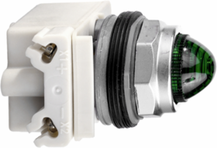 Green Pilot Light, 30 mm, LED, 120V, IP66 Waterproof