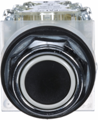 Harmony 30mm Flush Black Push Button, Spring Return, IP66 Rated