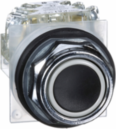 Harmony 30mm Flush Black Push Button, Spring Return, IP66 Rated