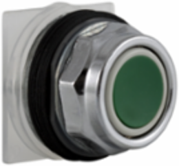 Harmony 9001K Green Flush Push Button, 30mm Diameter, Metal Bezel