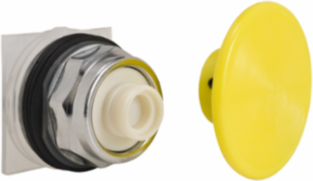 Harmony Push-Button Head, 30mm Metal Mushroom, Yellow, Spring Return