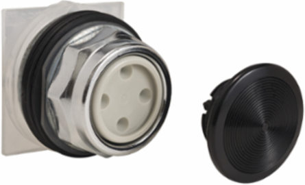 Harmony 9001K 35mm Mushroom Push Button Head, Black, Metal, Spring Return