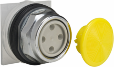 Harmony Push Button 30mm Yellow Metal Mushroom Spring Return 1 C/O