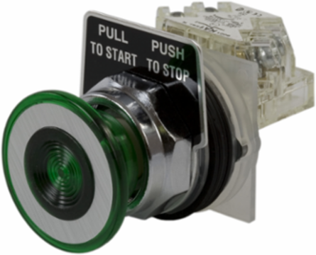 Harmony 9001K 30mm Metal Mushroom Push-Button, Green