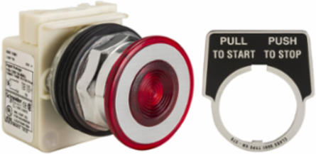Harmony 9001K Illuminated Push Button, 41mm Mushroom Head, Red, 30mm, 110V