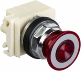 Illuminated Push-Button Head, 30 mm Metal, Red Mushroom 41 mm, LED, 120V