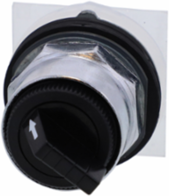 Selector Switch Head, 30 mm, 2 Positions, Spring Return, Black Metal