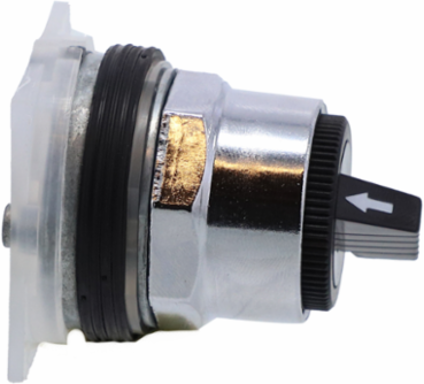 Selector Switch Head, 30 mm, 2 Positions, Spring Return, Black Metal