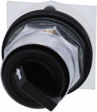 Selector Switch Head, 30 mm, 2 Positions, Spring Return, Black Metal