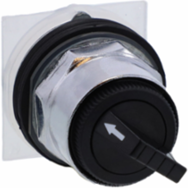 Selector Switch Head, 30 mm, 2 Positions, Spring Return, Black Metal