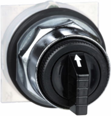 Selector Switch Head, 30mm, Black Metal, 3 Positions, Stay Put