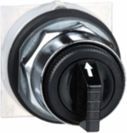 Selector Switch Head, 30mm, Black Metal, 3 Positions, Stay Put