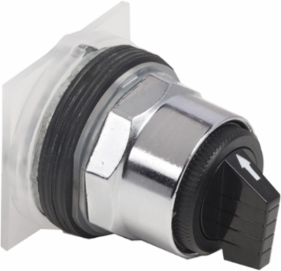 Harmony 9001K Selector Switch Head, 30mm, Spring Return, 3 Positions, Metal, Black