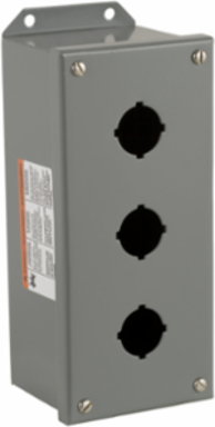 Control Station Enclosure, NEMA 3/13, 3 Cut-Outs, Steel