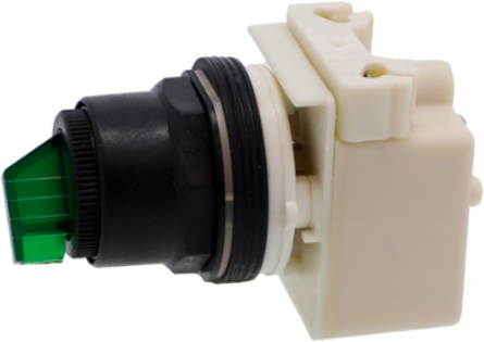 Illuminated Selector Switch Head, 30 mm, Green, 24-28V, 2 Positions