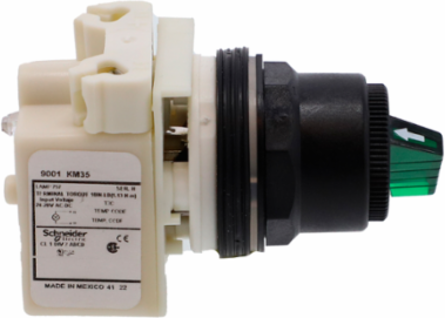 Illuminated Selector Switch Head, 30 mm, Green, 24-28V, 2 Positions