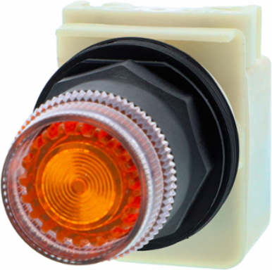 Harmony 9001SK 30 mm Amber Illuminated Push Button, Spring Return, 110-120V