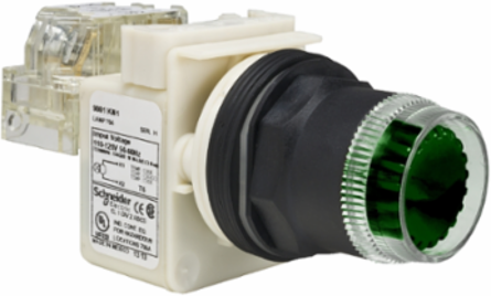 Illuminated Push Button 30mm Green Spring Return LED 120V IP66