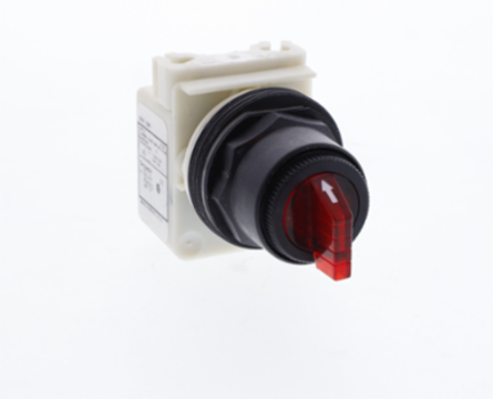 Illuminated Selector Switch Head, 30 mm, Red, 3 Positions, 110-120V