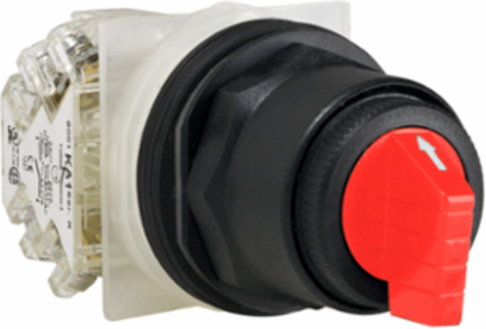Illuminated Selector Switch, 30 mm, Red, 3 Positions, 110-120V, 2 C/O