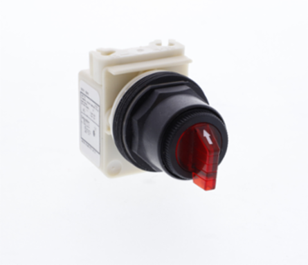 Illuminated Selector Switch Head, 30 mm, Red, 3 Positions, NEMA 1-4X, 110-120V