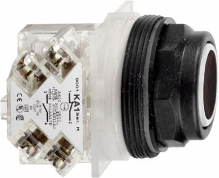 Harmony 30mm Push Button, Black Plastic, Spring Return, 1 C/O