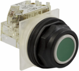 Harmony Push Button, 30 mm, Spring Return, Green, IP66, 1 C/O