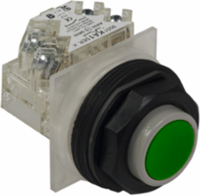 Green Projecting Push Button 30mm Spring Return IP66 1 NO