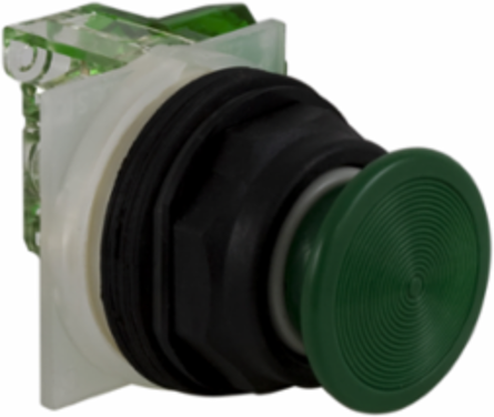 Harmony Push Button 30 mm Green Mushroom, Spring Return, IP66