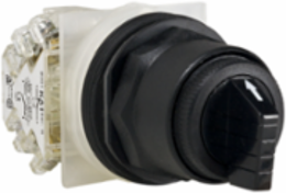 Selector Switch 30mm Black, 3 Positions, Stay Put, 1 C/O